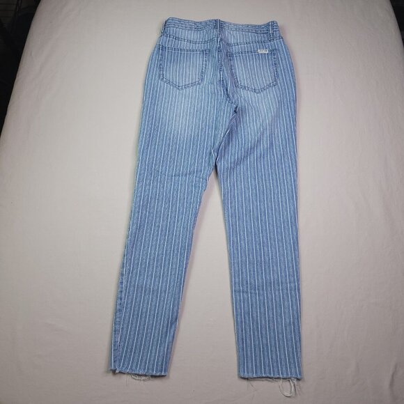 Joes Jeans Womens High-Rise Skinny 27 Distressed Hem Striped Blue Stretch - Picture 2 of 8